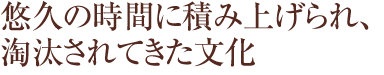 悠久の時間に積み上げられ、淘汰されてきた文化