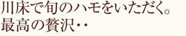 川床で旬のハモをいただく。最高の贅沢